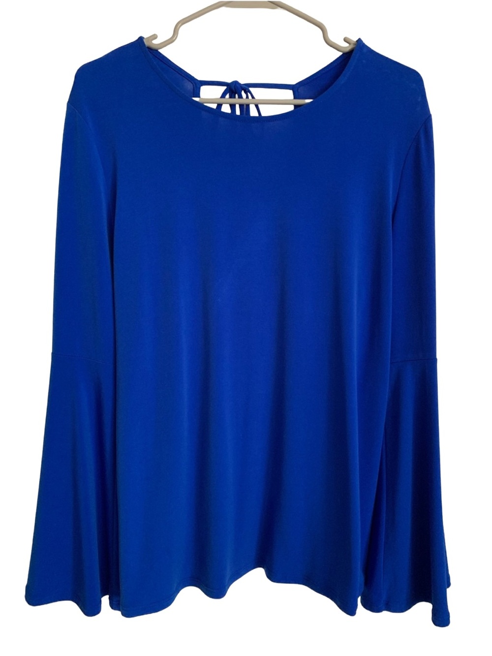 ELLEN TRACY Women’s Royal Blue Long Trumpet Sleeve Blouse